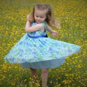 Gymboree Blue and green floral toddler dress